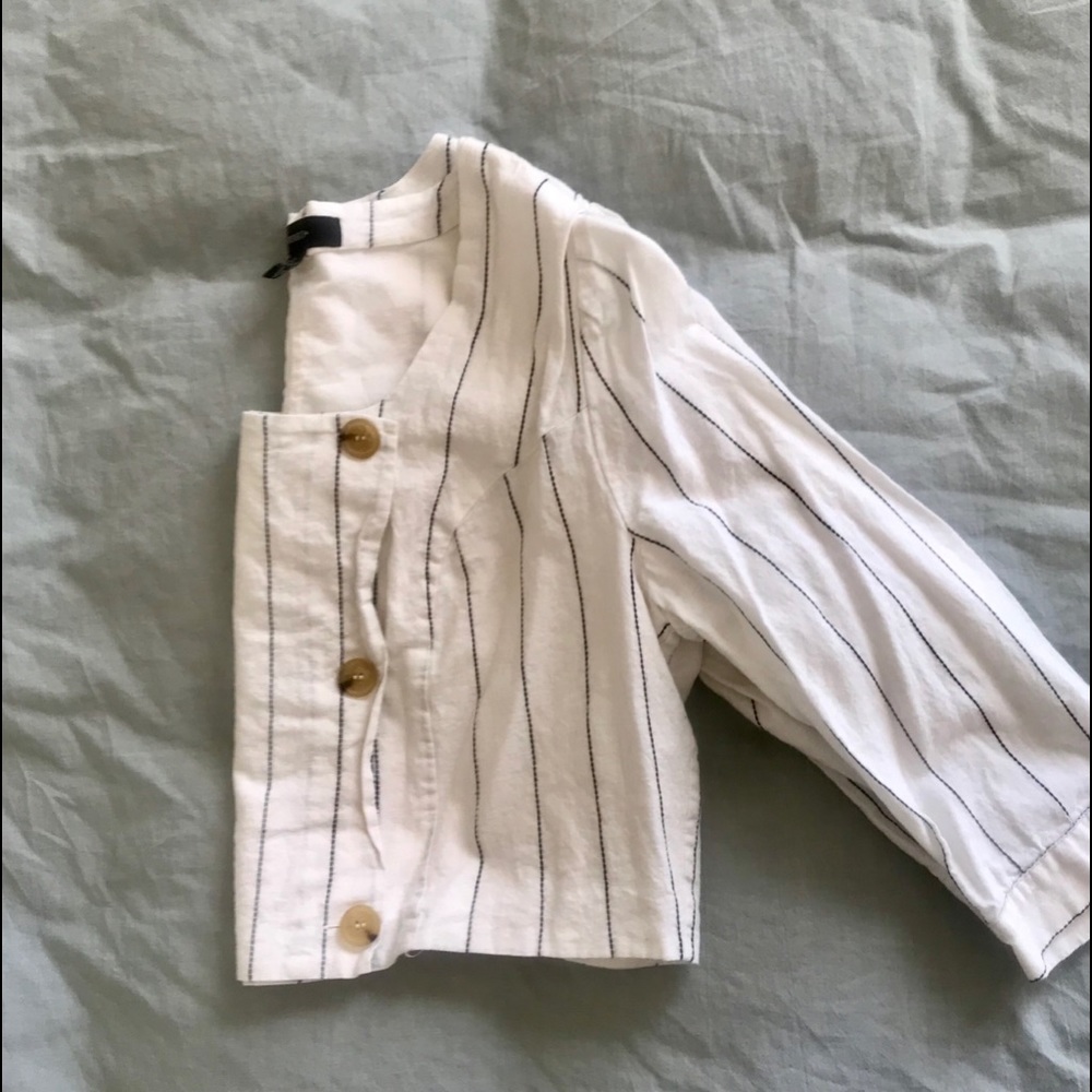 Forever 21 Plus Stripped Cropped Jacket/Blouse